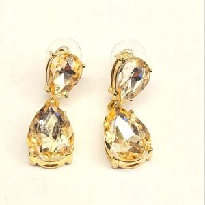 Champagne Colored Glass Rhinstone Stud Earrings